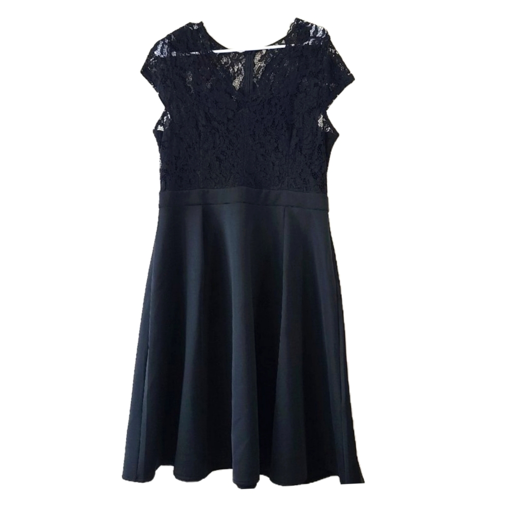 Womens Elegant Black Lace Dress
